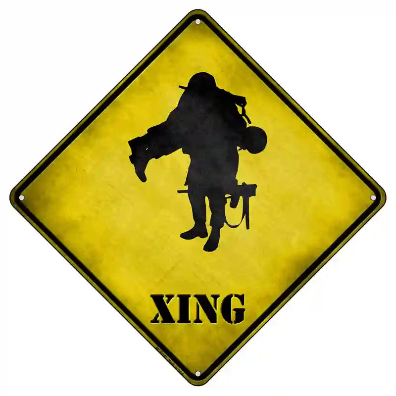 Soldier Carrying Wounded Xing Novelty Metal Crossing Sign 8.5" (MCX)