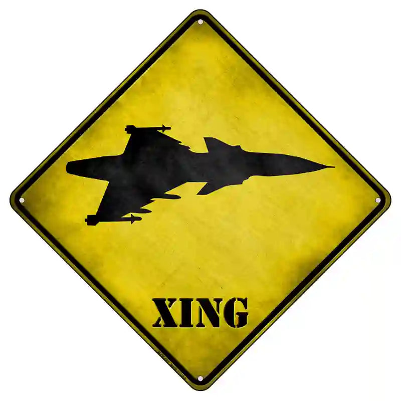 Jet Fighter Xing Novelty Metal Crossing Sign 8.5" (MCX)