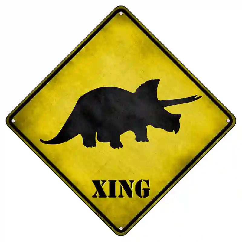 Triceratops Xing Novelty Metal Crossing Sign 8.5" (MCX)