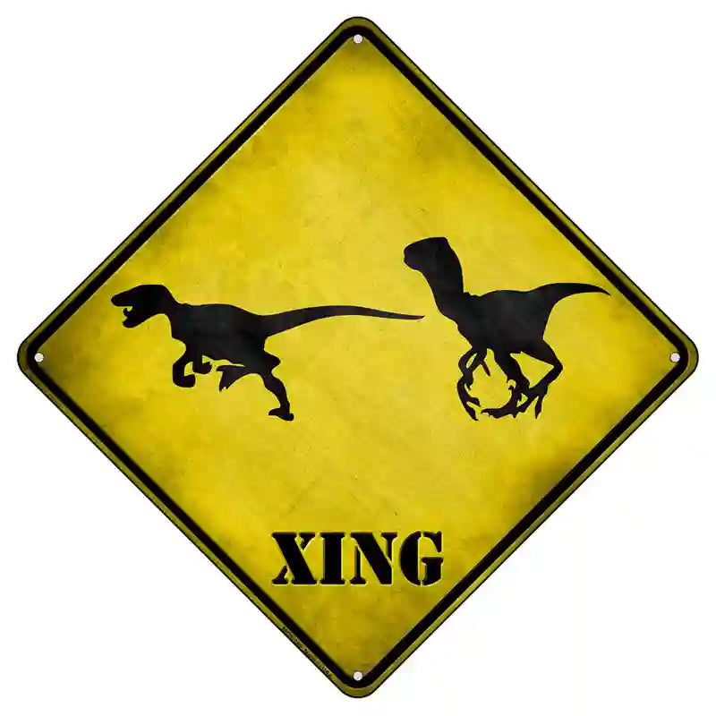 Velociraptors Xing Novelty Metal Crossing Sign 8.5" (MCX)