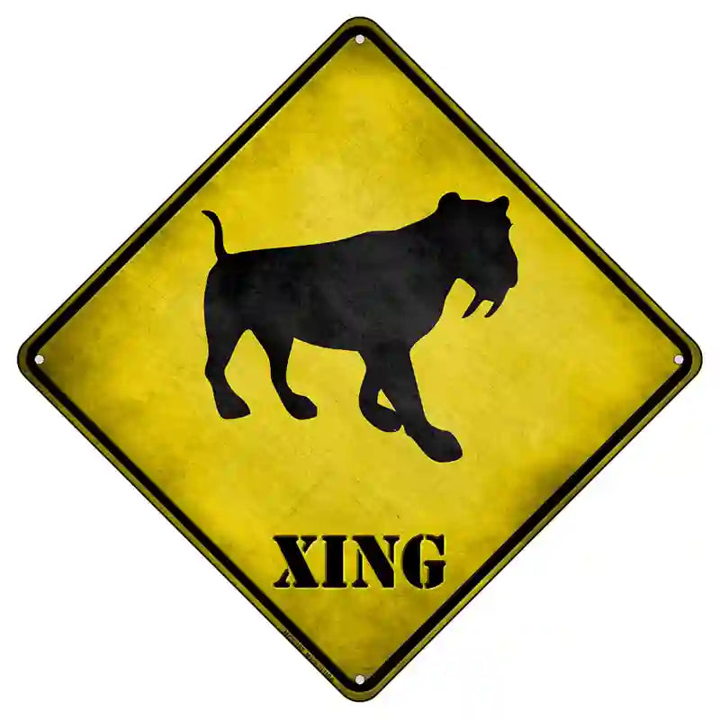 Saber-Toothed Tiger Xing Novelty Metal Crossing Sign 8.5" (MCX)