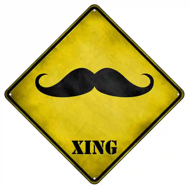 Classic Moustache Xing Novelty Metal Crossing Sign 8.5" (MCX)