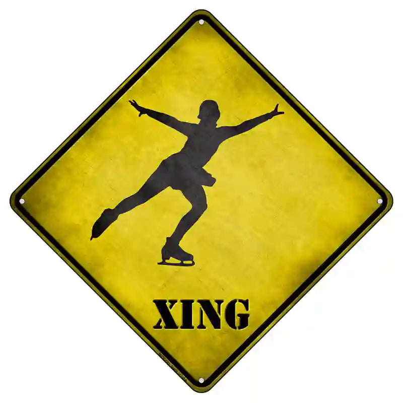 Figure Skater Xing Novelty Metal Crossing Sign 8.5" (MCX)