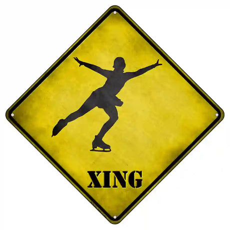 Figure Skater Xing Novelty Metal Crossing Sign 8.5" (MCX)