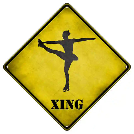 Twirling Figure Skater Xing Novelty Metal Crossing Sign 8.5" (MCX)