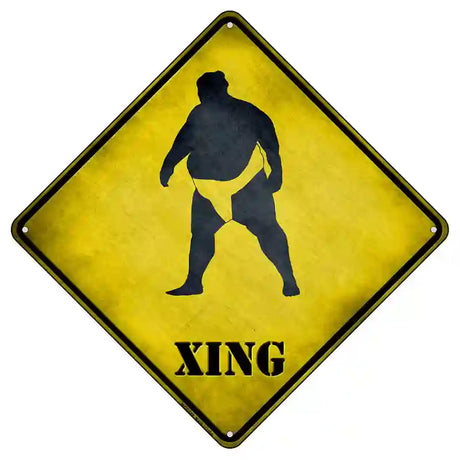 Sumo Wrestler Xing Novelty Metal Crossing Sign 8.5" (MCX)