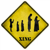 Group Praying Xing Novelty Metal Crossing Sign 8.5" (MCX)