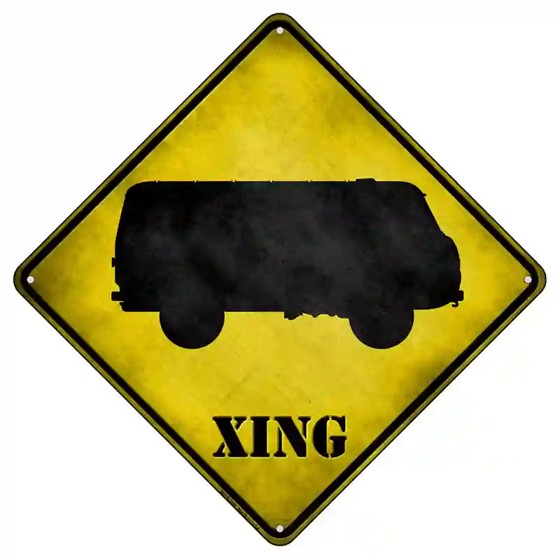 VW Bus Xing Novelty Metal Crossing Sign 8.5" (MCX)