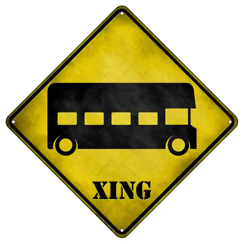 Double-Decker Bus Xing Novelty Metal Crossing Sign 8.5" (MCX)