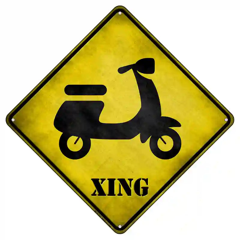 Moped Xing Novelty Metal Crossing Sign 8.5" (MCX)