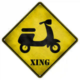 Moped Xing Novelty Metal Crossing Sign 8.5" (MCX)