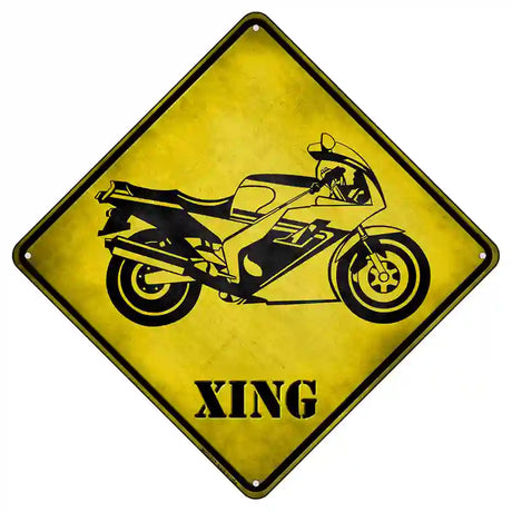 High Speed Motorcycle Xing Novelty Metal Crossing Sign 8.5" (MCX)