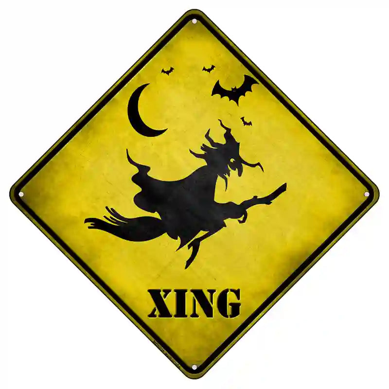 Spooky Witch Xing Novelty Metal Crossing Sign 8.5" (MCX)