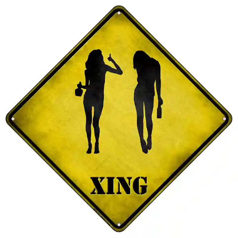 Drunk Women Xing Novelty Metal Crossing Sign 8.5" (MCX)