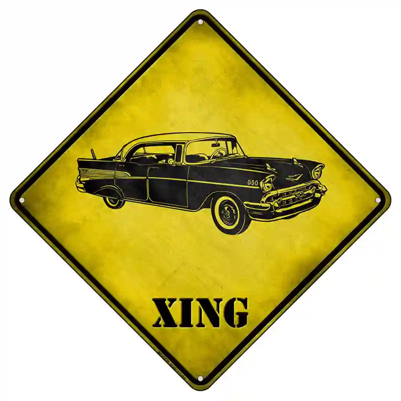 Classic 57 Chevy Xing Novelty Metal Crossing Sign 8.5" (MCX)