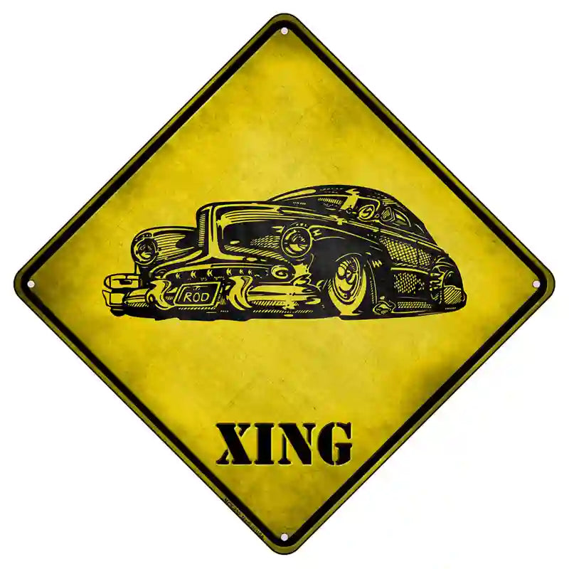 Classic Hot Rod Xing Novelty Metal Crossing Sign 8.5" (MCX)