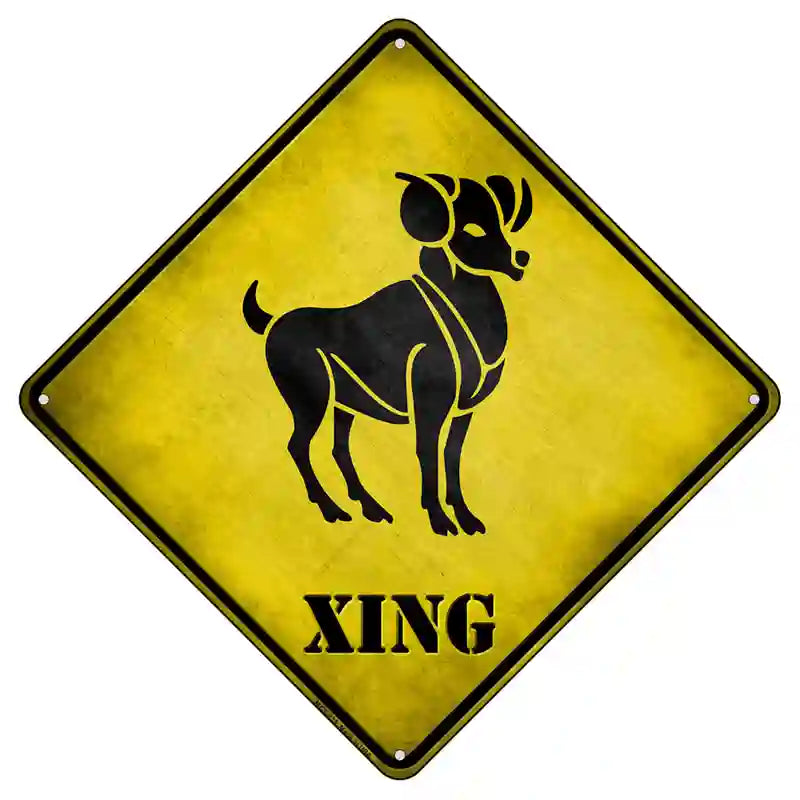 Aries Zodiac Animal Xing Novelty Metal Crossing Sign 8.5" (MCX)