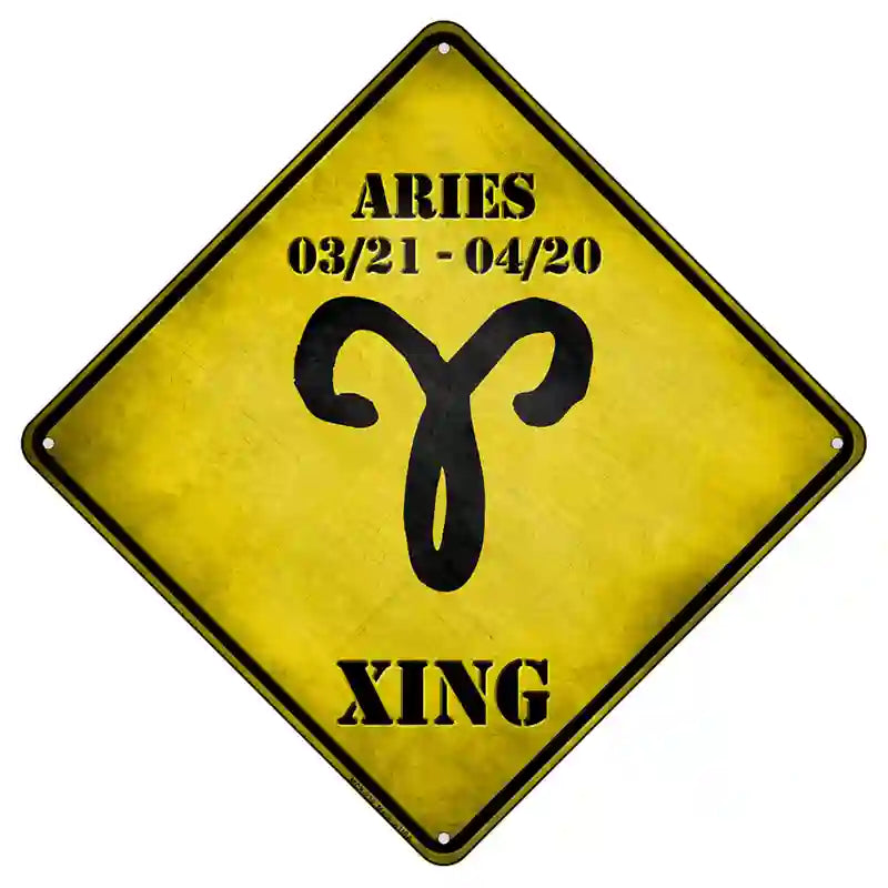 Aries Zodiac Symbol Xing Novelty Metal Crossing Sign 8.5" (MCX)