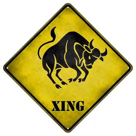 Taurus Zodiac Animal Xing Novelty Metal Crossing Sign 8.5" (MCX)