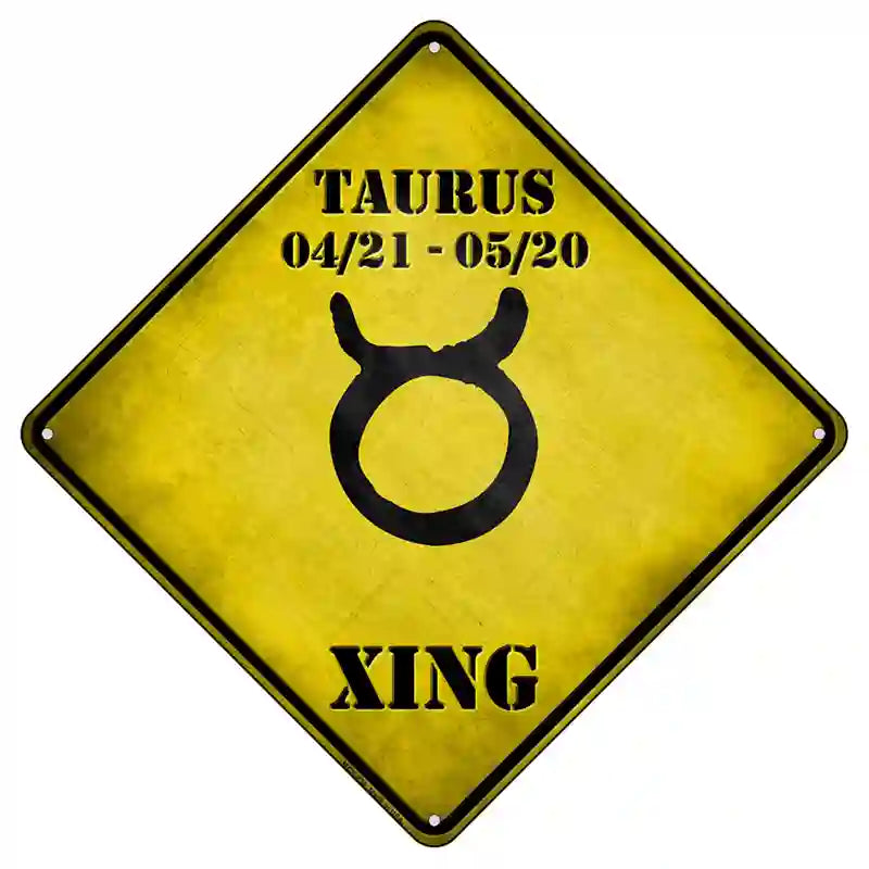 Taurus Zodiac Symbol Xing Novelty Metal Crossing Sign 8.5" (MCX)