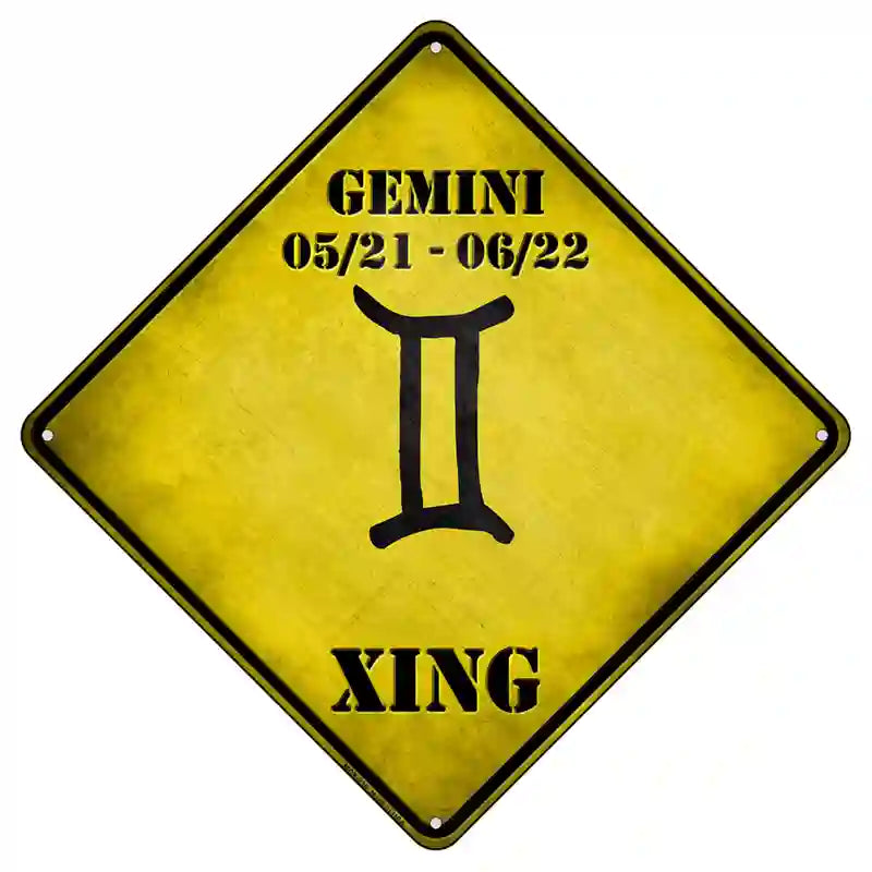 Gemini Zodiac Symbol Xing Novelty Metal Crossing Sign 8.5" (MCX)