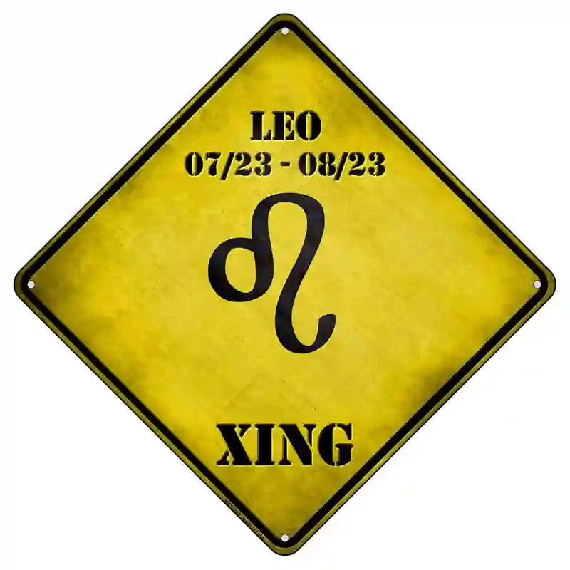 Leo Zodiac Symbol Xing Novelty Metal Crossing Sign 8.5" (MCX)