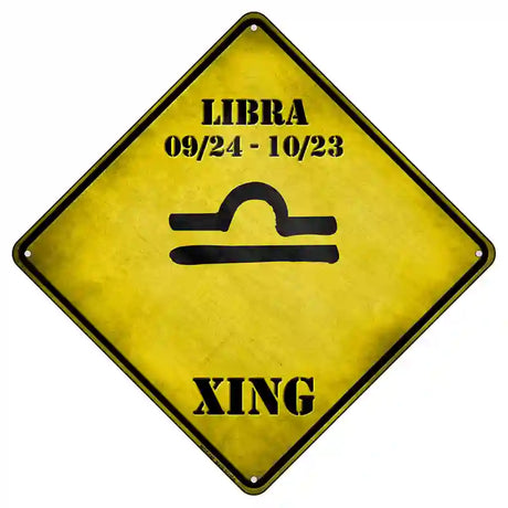 Libra Zodiac Symbol Xing Novelty Metal Crossing Sign 8.5" (MCX)