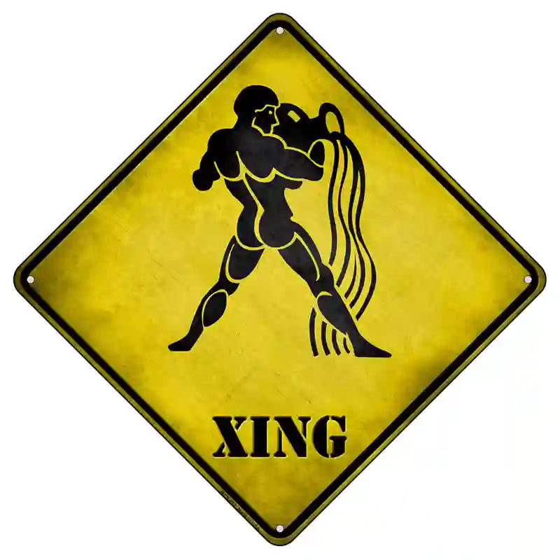 Aquarius Zodiac Animal Xing Novelty Metal Crossing Sign 8.5" (MCX)