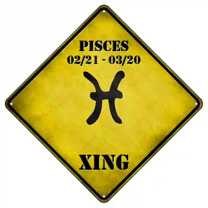 Pisces Zodiac Symbol Xing Novelty Metal Crossing Sign 8.5" (MCX)