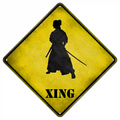 Samurai Standing Alone Xing Novelty Metal Crossing Sign 8.5" (MCX)