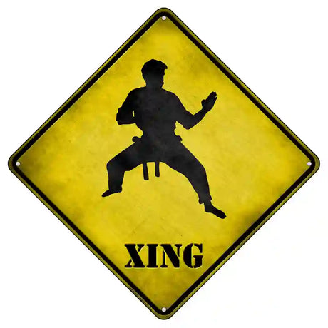 Kung Fu Martial Artist Standing Ready Xing Novelty Metal Crossing Sign 8.5" (MCX)