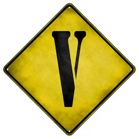 Letter V Xing Novelty Metal Crossing Sign 8.5" (MCX)