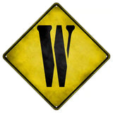 Letter W Xing Novelty Metal Crossing Sign 8.5" (MCX)