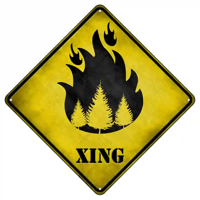 Forest Fire Xing Novelty Metal Crossing Sign 8.5" (MCX)