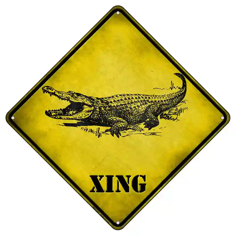 Alligator Xing Novelty Metal Crossing Sign 8.5" (MCX)