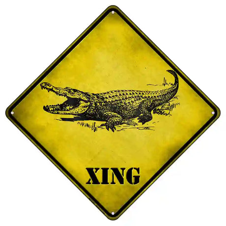 Alligator Xing Novelty Metal Crossing Sign 8.5" (MCX)