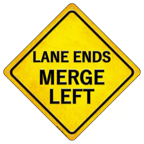 Lane Ends Merge Left Novelty Metal Crossing Sign 8.5" (MCX)