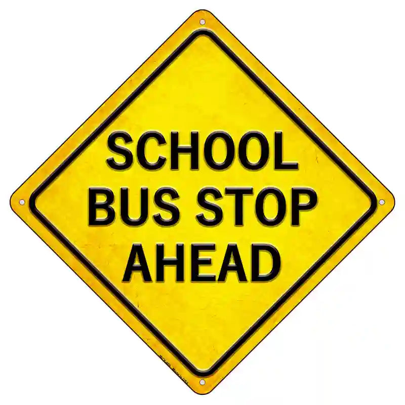 School Bus Stop Ahead Novelty Metal Crossing Sign 8.5" (MCX)