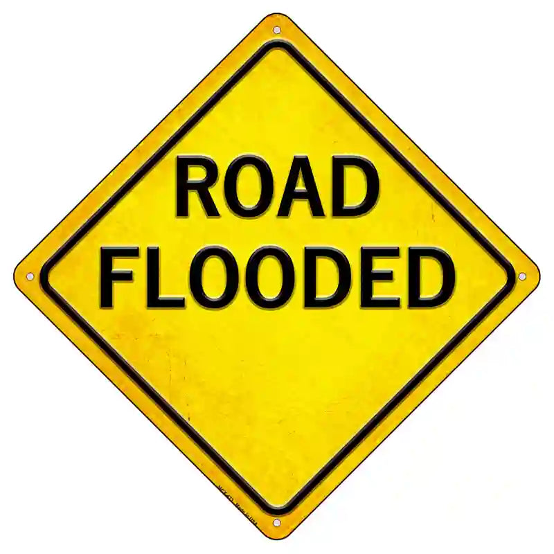 Road Flooded Novelty Metal Crossing Sign 8.5" (MCX)