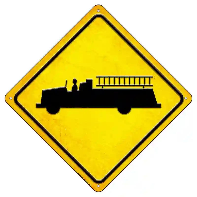 Firetruck Novelty Metal Crossing Sign 8.5" (MCX)