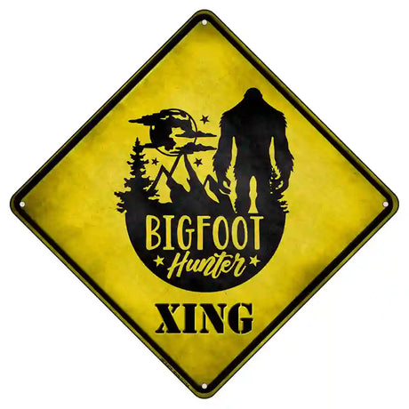 Bigfoot Hunter Xing Novelty Metal Crossing Sign 8.5" (MCX)