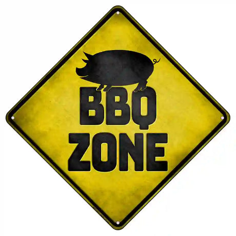 BBQ Zone Pig Novelty Metal Crossing Sign 8.5" (MCX)