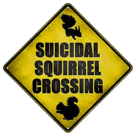 Suicidal Squirrel Xing Novelty Metal Crossing Sign 8.5" (MCX)