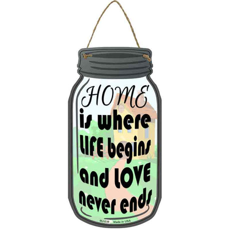 Home Life Love Novelty Metal Mason Jar Sign