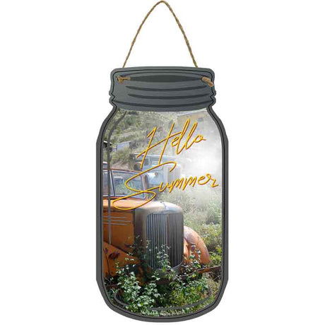 Hello Summer Novelty Metal Mason Jar Sign