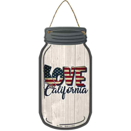 Love California Silhouette Novelty Metal Mason Jar Sign