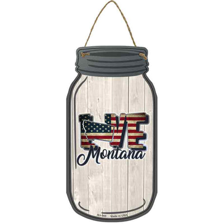 Love Montana Silhouette Novelty Metal Mason Jar Sign