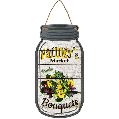 Bouquets Farmers Market Novelty Metal Mason Jar Sign