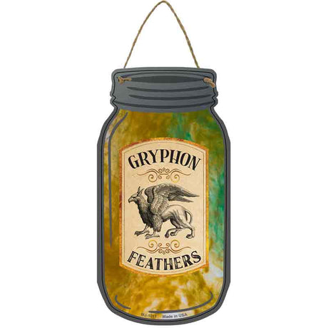 Gryphon Feathers Novelty Metal Mason Jar Sign