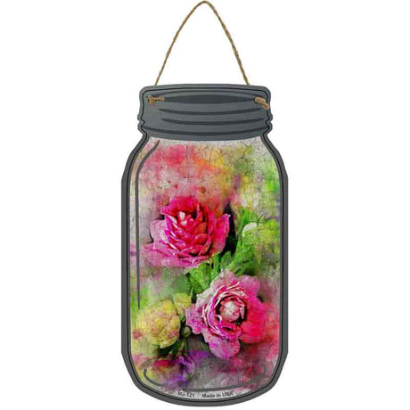 Carnation Watercolor Novelty Metal Mason Jar Sign